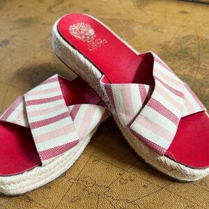 💰SALE Vince Camuto Red and Pink Striped Espadrille Sandals